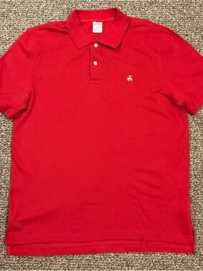 Brooks Brothers Red Polo with Gold Embroidered Logo